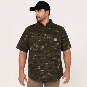 Carhartt Men's Rugged Flex Relaxed Fit Midweight Canvas Short Sleeve Camo